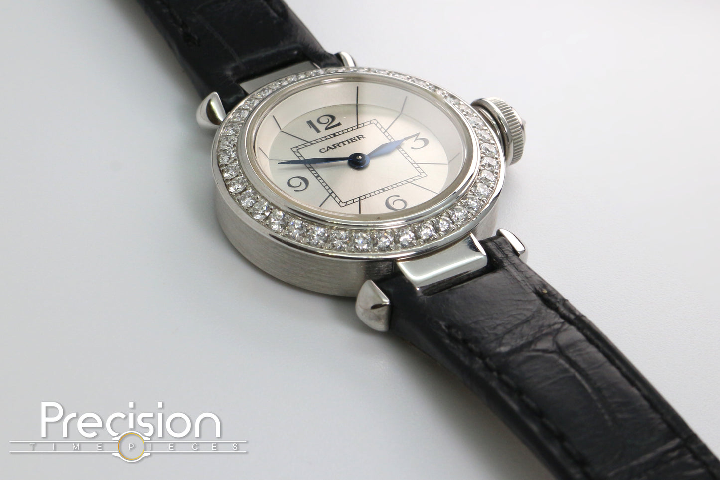 Cartier Pasha Ref: 3134 Ladies 27mm Quartz White Gold Diamond Bezel