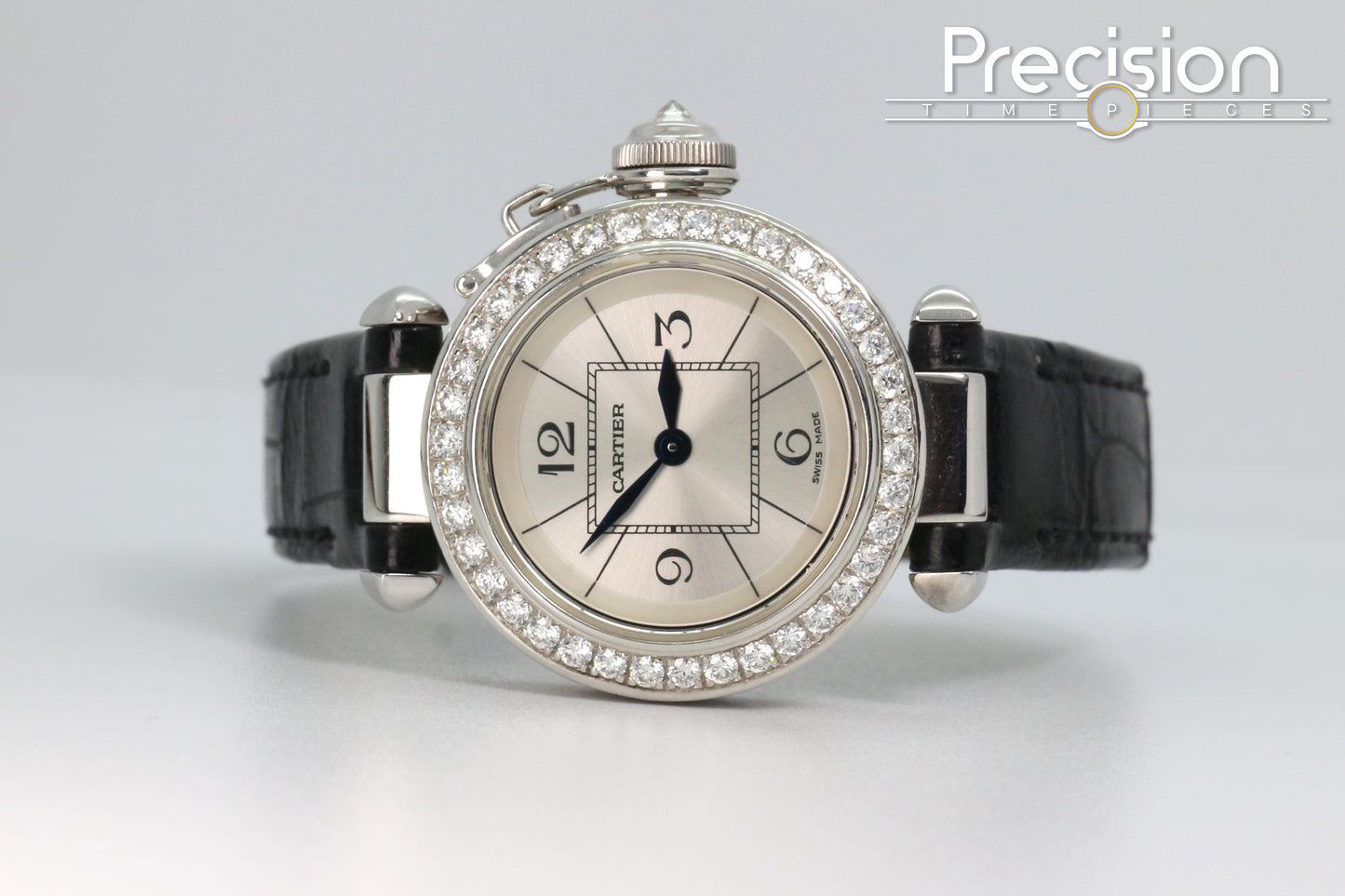 Cartier Pasha Ref: 3134 Ladies 27mm Quartz White Gold Diamond Bezel