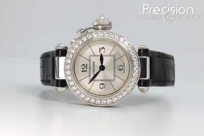 Cartier Pasha Ref: 3134 Ladies 27mm Quartz White Gold Diamond Bezel
