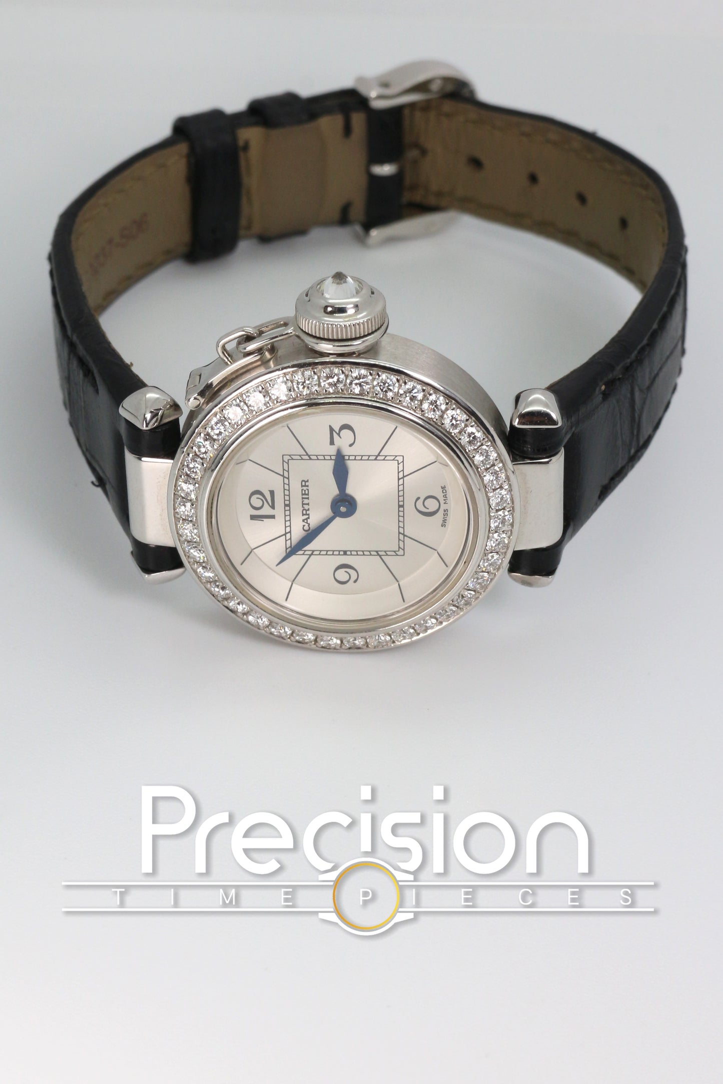 Cartier Pasha Ref: 3134 Ladies 27mm Quartz White Gold Diamond Bezel
