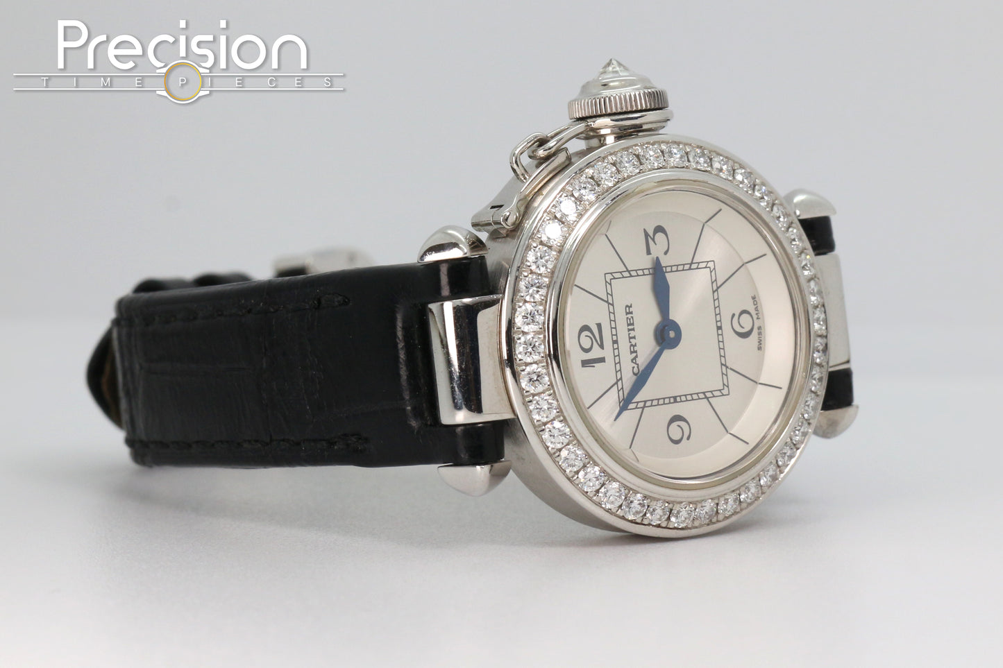 Cartier Pasha Ref: 3134 Ladies 27mm Quartz White Gold Diamond Bezel