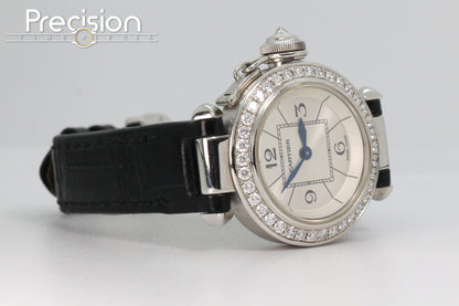 Cartier Pasha Ref: 3134 Ladies 27mm Quartz White Gold Diamond Bezel
