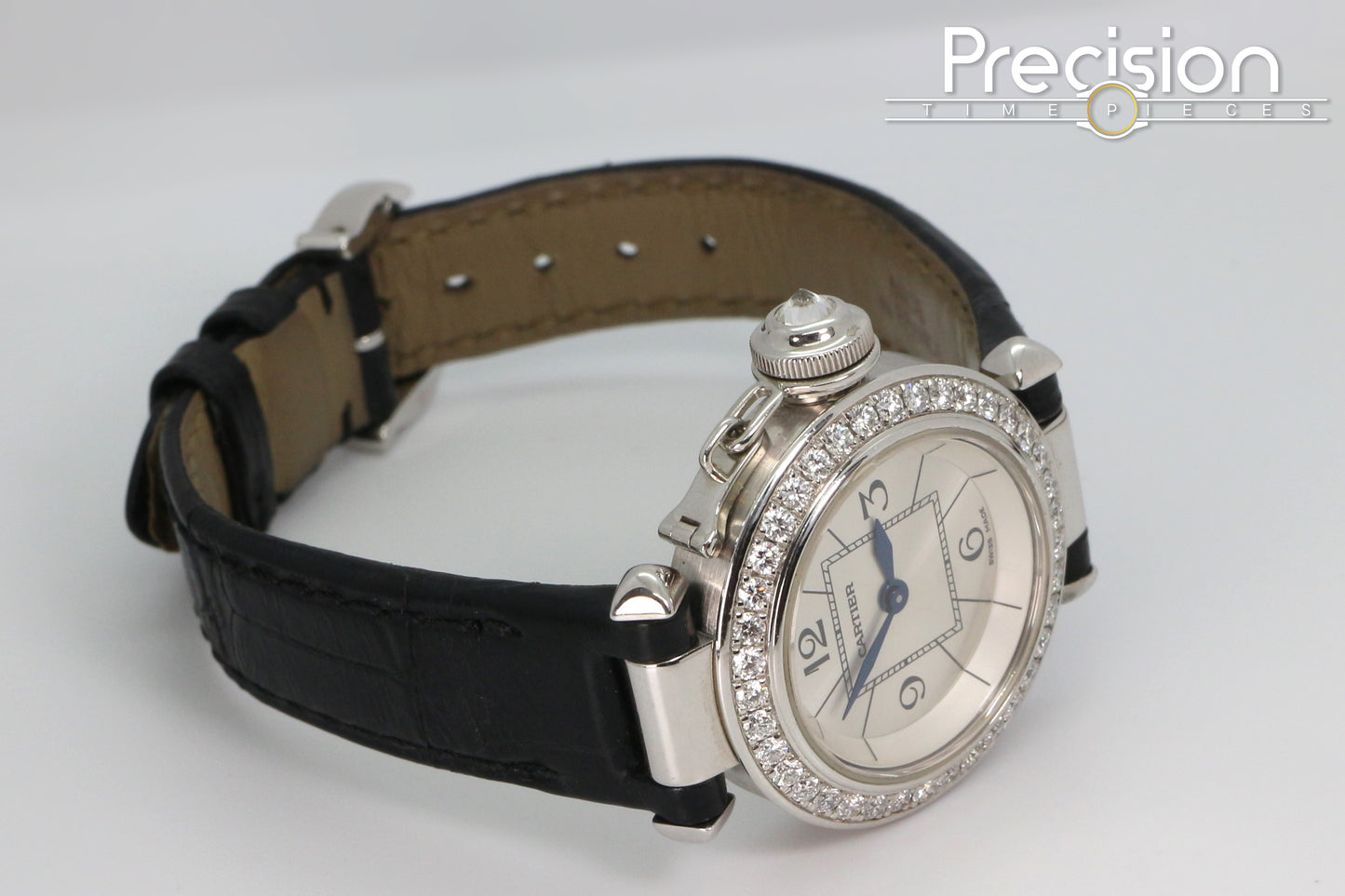Cartier Pasha Ref: 3134 Ladies 27mm Quartz White Gold Diamond Bezel