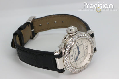 Cartier Pasha Ref: 3134 Ladies 27mm Quartz White Gold Diamond Bezel