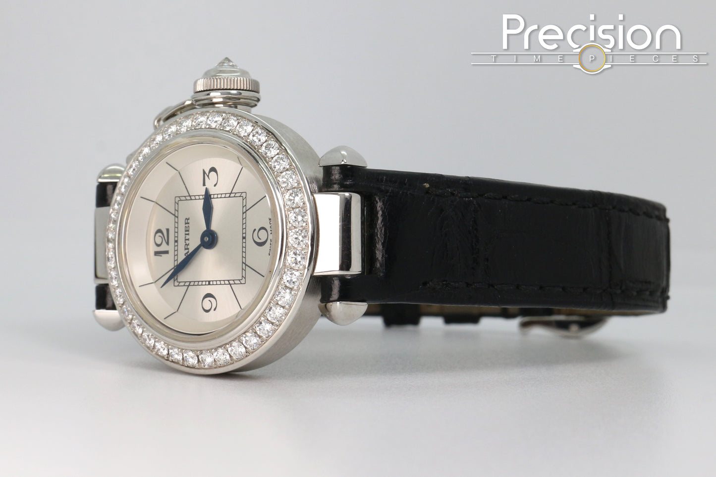 Cartier Pasha Ref: 3134 Ladies 27mm Quartz White Gold Diamond Bezel