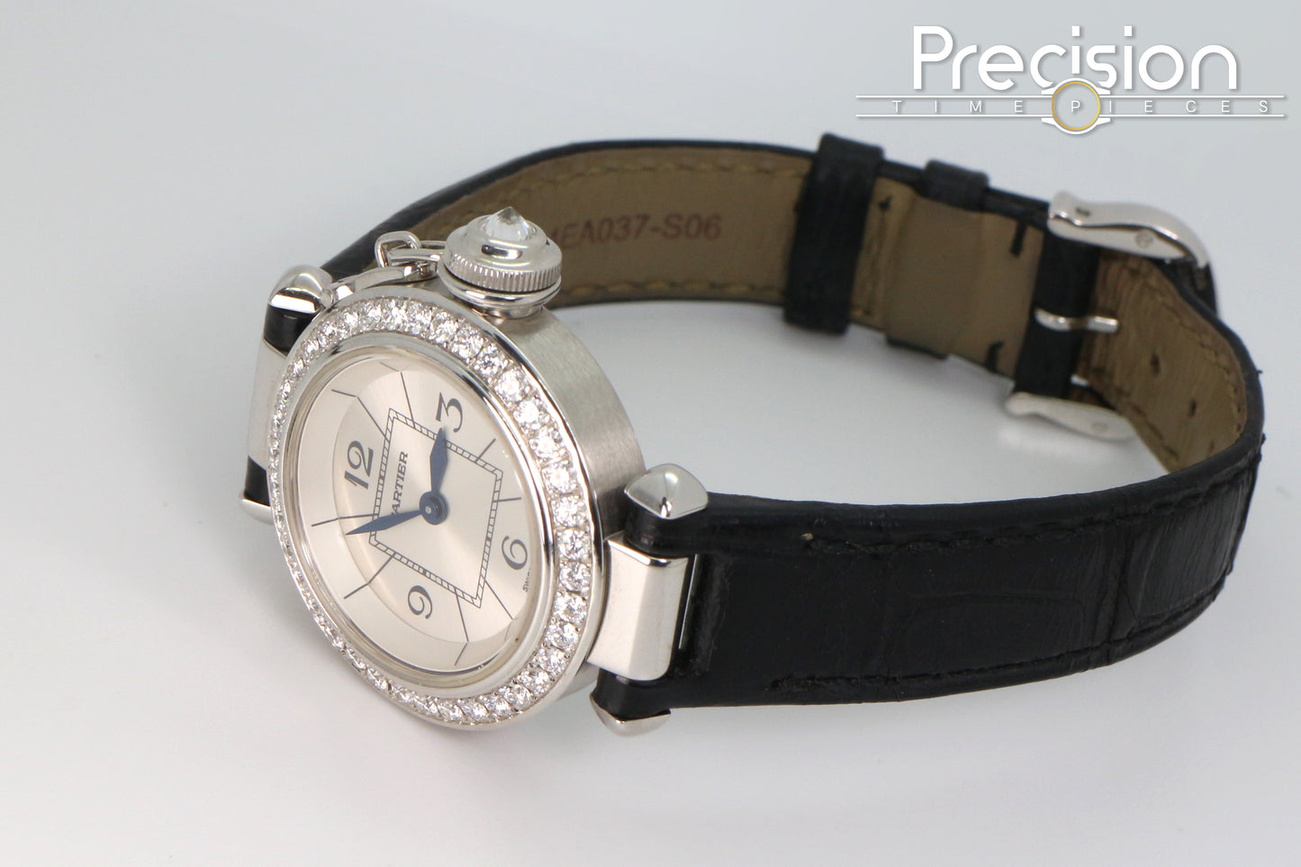 Cartier Pasha Ref: 3134 Ladies 27mm Quartz White Gold Diamond Bezel