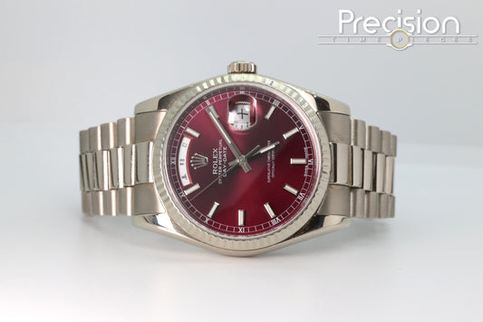 Rolex Day-Date Ref: 118239 🔥Rare🔥Cherry Red Dial ŵ Papers + RSC Service Card