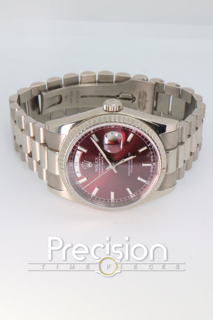 Rolex Day-Date Ref: 118239 🔥Rare🔥Cherry Red Dial ŵ Papers + RSC Service Card