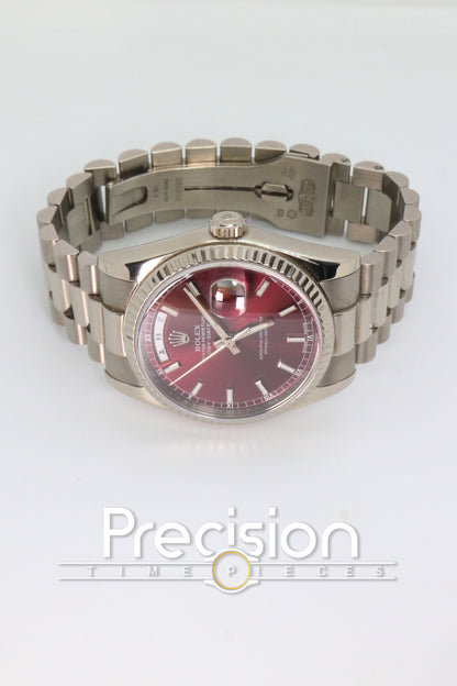 Rolex Day-Date Ref: 118239 🔥Rare🔥Cherry Red Dial ŵ Papers + RSC Service Card
