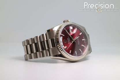 Rolex Day-Date Ref: 118239 🔥Rare🔥Cherry Red Dial ŵ Papers + RSC Service Card