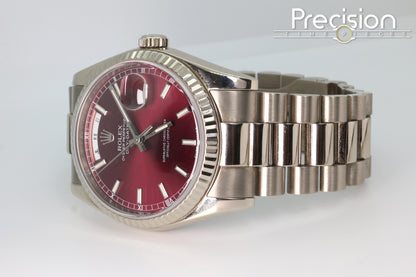 Rolex Day-Date Ref: 118239 🔥Rare🔥Cherry Red Dial ŵ Papers + RSC Service Card