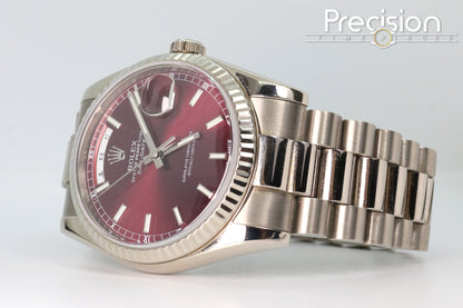 Rolex Day-Date Ref: 118239 🔥Rare🔥Cherry Red Dial ŵ Papers + RSC Service Card