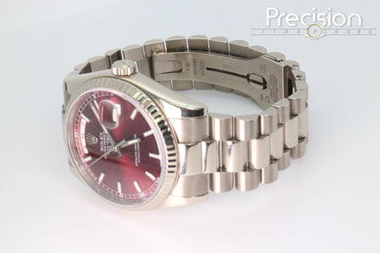Rolex Day-Date Ref: 118239 🔥Rare🔥Cherry Red Dial ŵ Papers + RSC Service Card