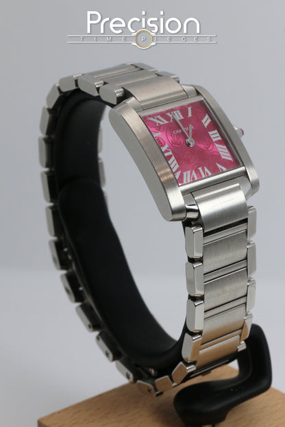 Cartier Tank Francaise Ref: 2384 🔥 Very Rare Raspberry Pink Dial 20mm Quartz