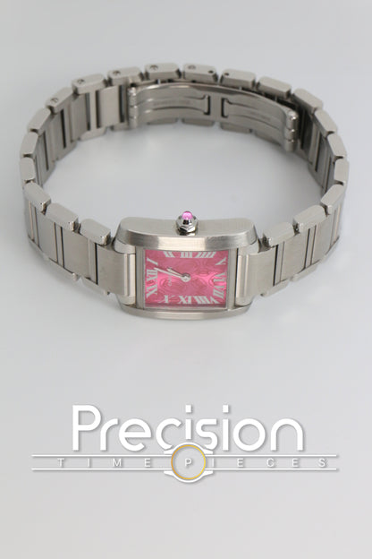 Cartier Tank Francaise Ref: 2384 🔥 Very Rare Raspberry Pink Dial 20mm Quartz