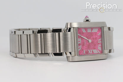 Cartier Tank Francaise Ref: 2384 🔥 Very Rare Raspberry Pink Dial 20mm Quartz