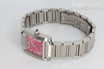 Cartier Tank Francaise Ref: 2384 🔥 Very Rare Raspberry Pink Dial 20mm Quartz