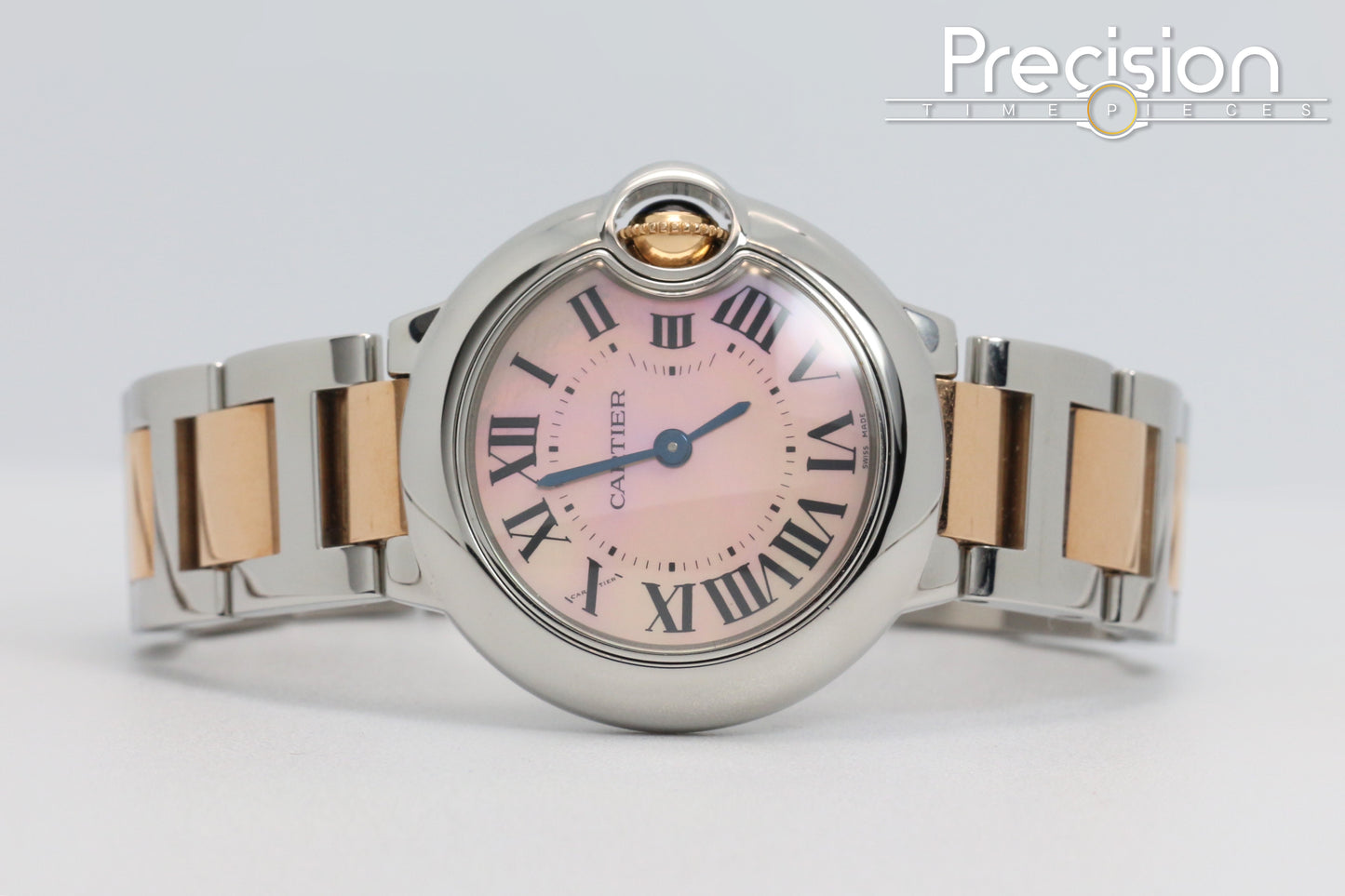 Cartier Ballon Bleu Ref: 3009 28mm Quartz Rare Pinkish Mother of Pearl Dial Two-Tone Rose Gold
