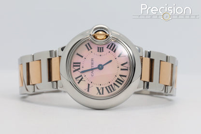 Cartier Ballon Bleu Ref: 3009 28mm Quartz Rare Pinkish Mother of Pearl Dial Two-Tone Rose Gold