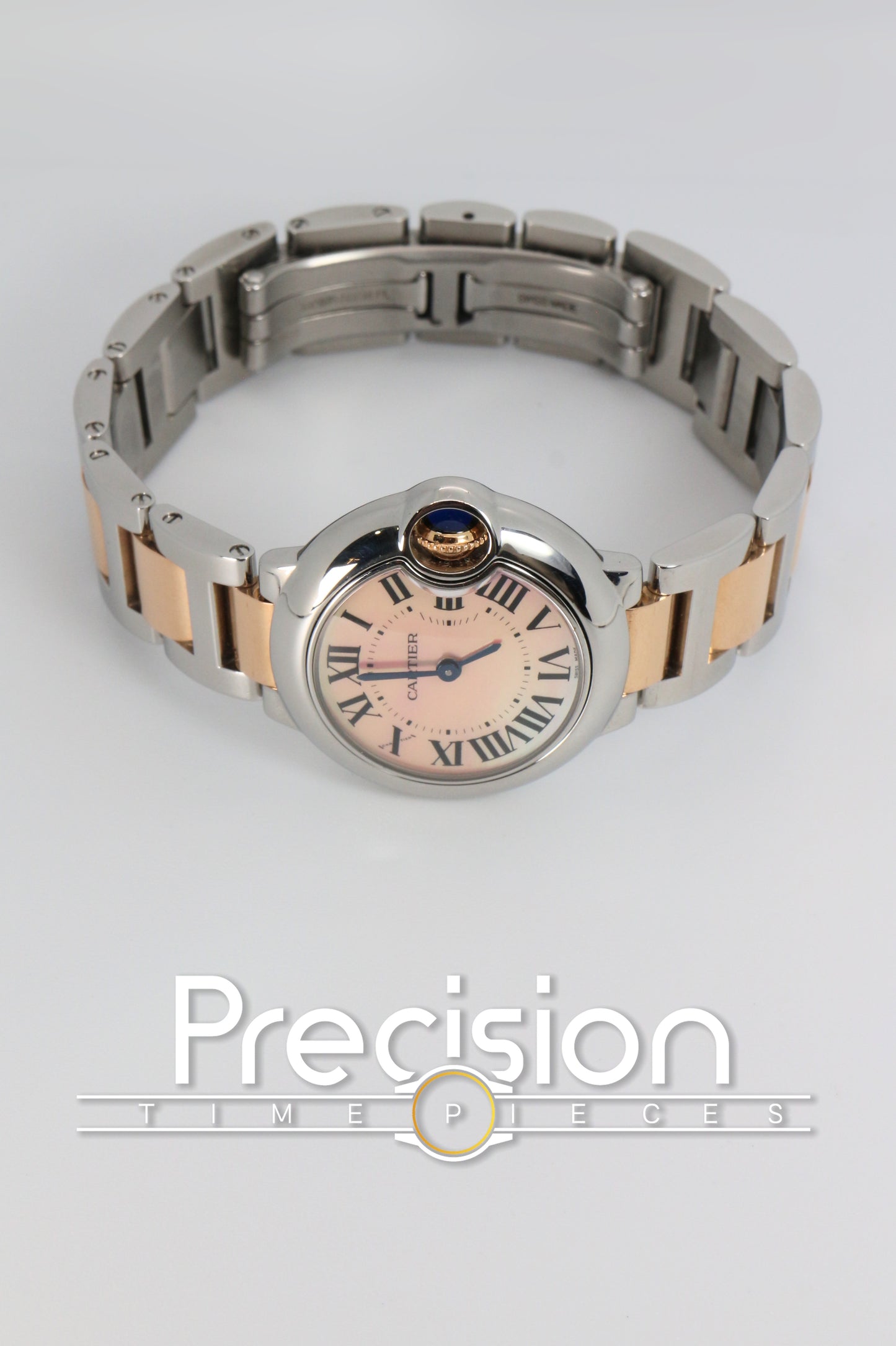 Cartier Ballon Bleu Ref: 3009 28mm Quartz Rare Pinkish Mother of Pearl Dial Two-Tone Rose Gold