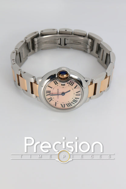 Cartier Ballon Bleu Ref: 3009 28mm Quartz Rare Pinkish Mother of Pearl Dial Two-Tone Rose Gold