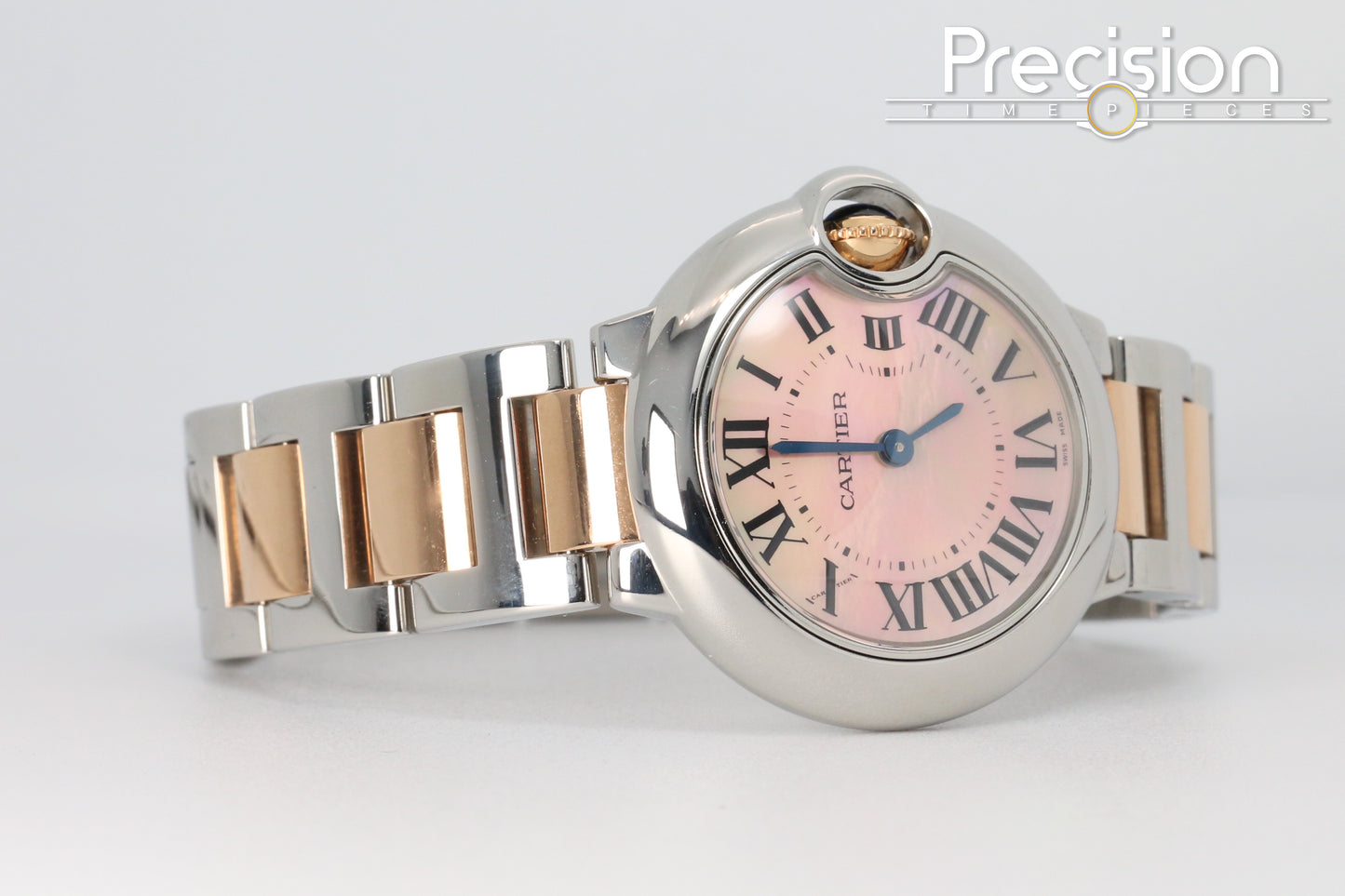 Cartier Ballon Bleu Ref: 3009 28mm Quartz Rare Pinkish Mother of Pearl Dial Two-Tone Rose Gold