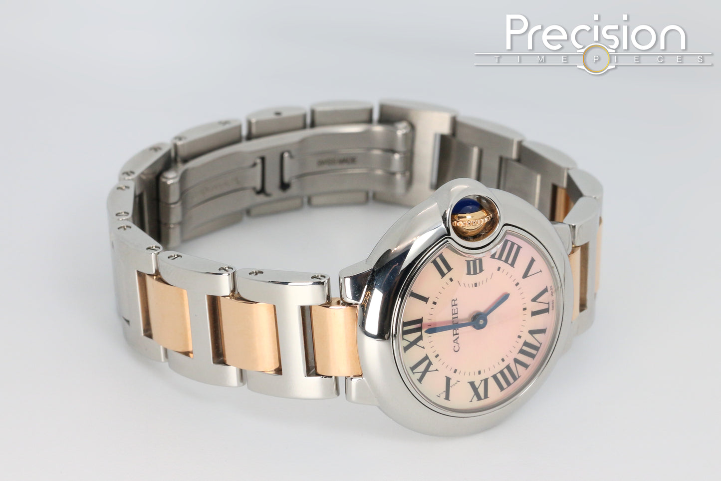 Cartier Ballon Bleu Ref: 3009 28mm Quartz Rare Pinkish Mother of Pearl Dial Two-Tone Rose Gold