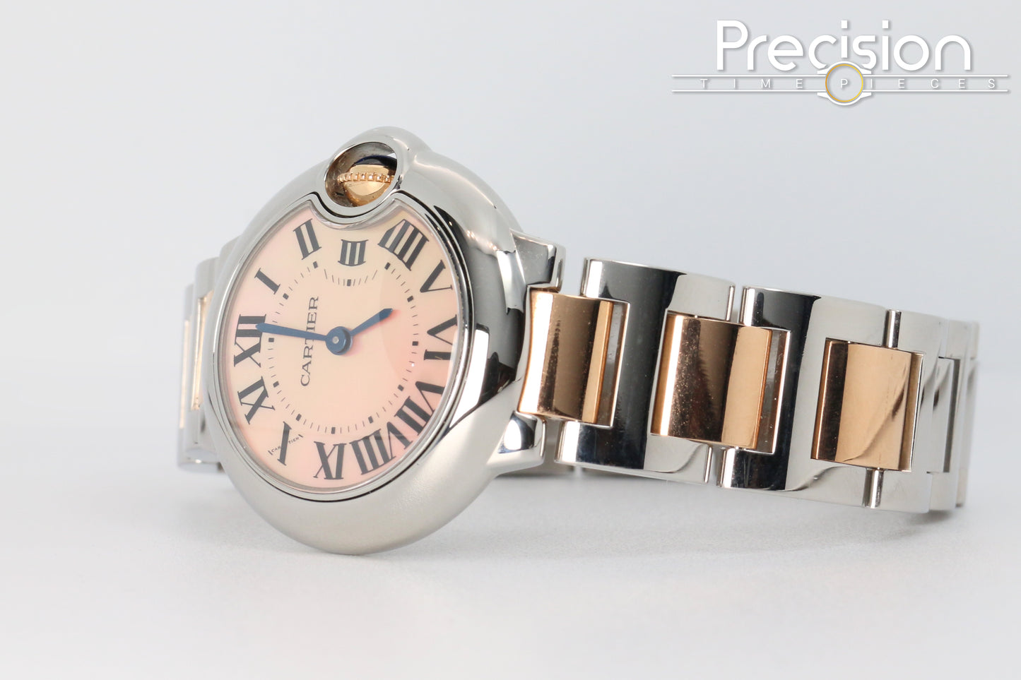 Cartier Ballon Bleu Ref: 3009 28mm Quartz Rare Pinkish Mother of Pearl Dial Two-Tone Rose Gold