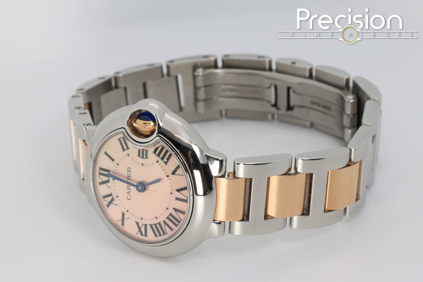 Cartier Ballon Bleu Ref: 3009 28mm Quartz Rare Pinkish Mother of Pearl Dial Two-Tone Rose Gold