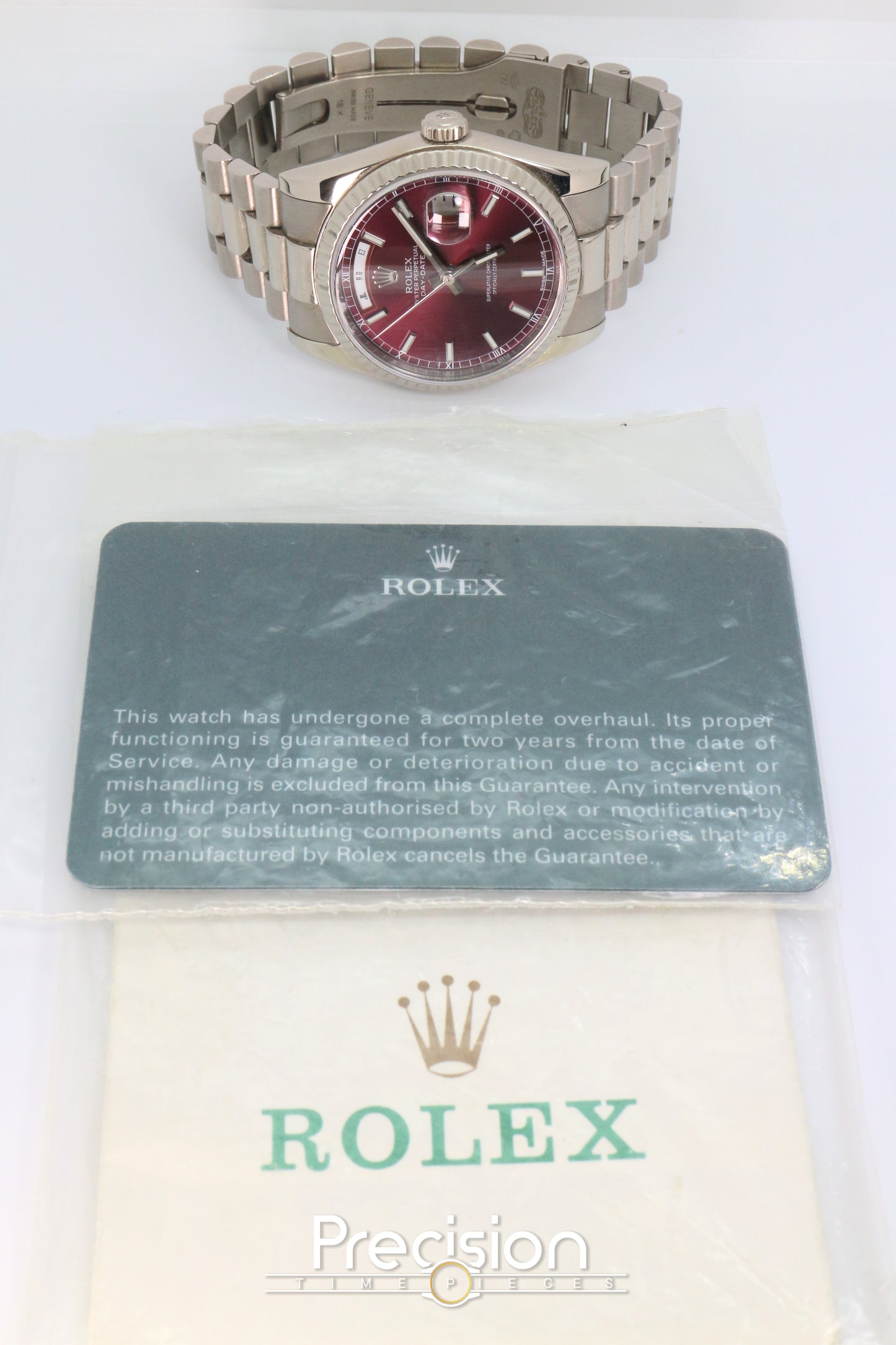 Rolex Day-Date Ref: 118239 🔥Rare🔥Cherry Red Dial ŵ Papers + RSC Service Card