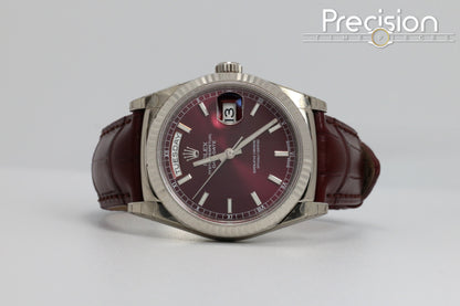 Rolex Day-Date 36 Ref: 118139 🔥Rare Cherry Dial 🔥18K White Gold 36mm