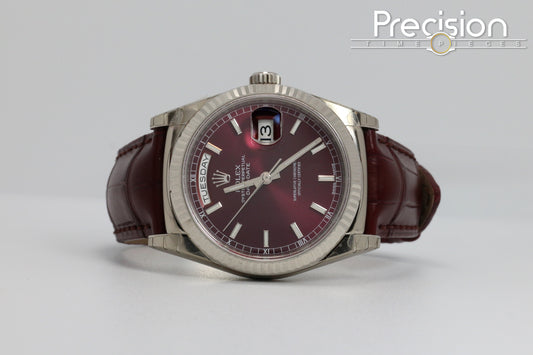 Rolex Day-Date 36 Ref: 118139 🔥Rare Cherry Dial 🔥18K White Gold 36mm