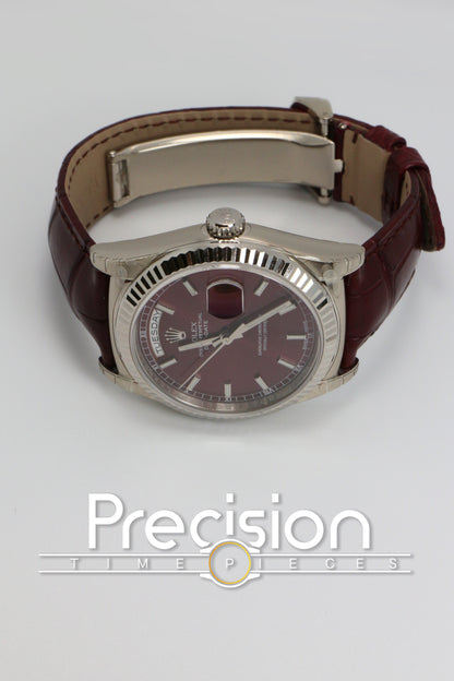 Rolex Day-Date 36 Ref: 118139 🔥Rare Cherry Dial 🔥18K White Gold 36mm