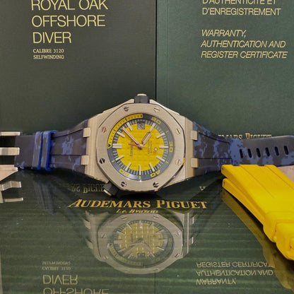 Audemars Piguet ROO Yellow Scuba Ref: 15710ST Full Set As Pictured