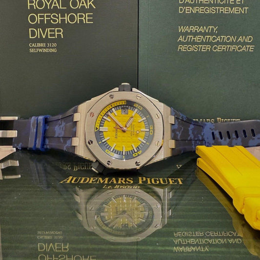 Audemars Piguet ROO Yellow Scuba Ref: 15710ST Full Set As Pictured