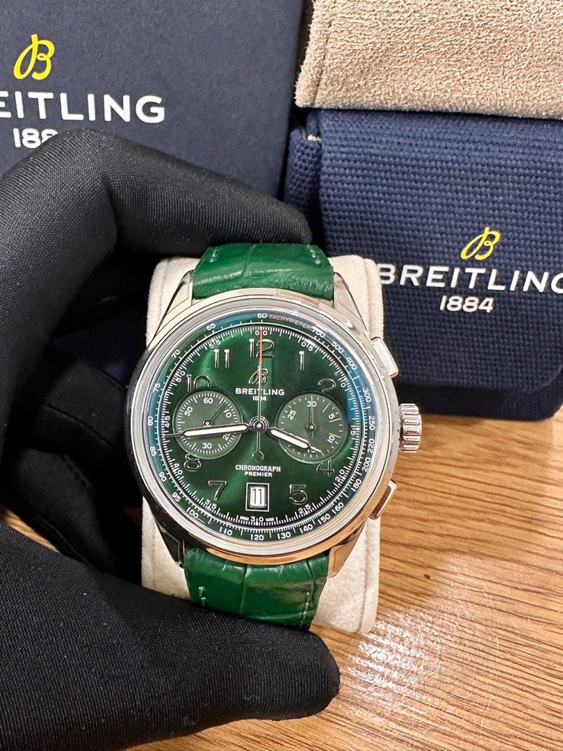 Breitling Premier B01 Chronograph 42 Ref: AB0145371L1P2 42mm Sunburst Green Dial