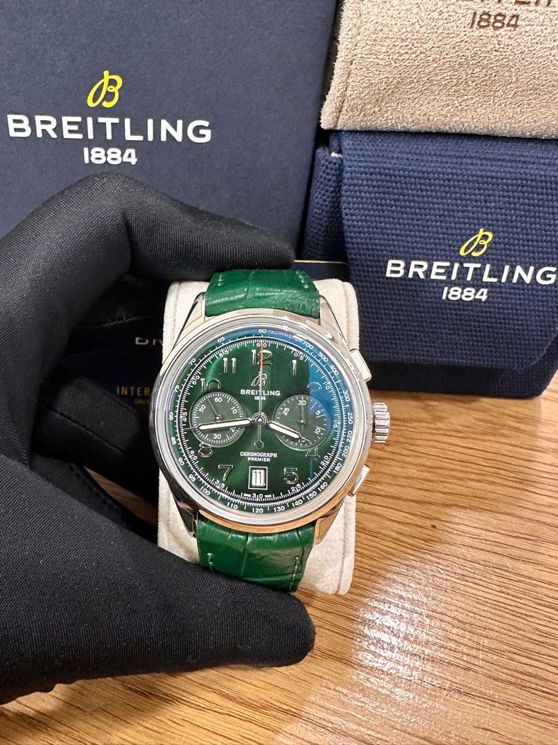 Breitling Premier B01 Chronograph 42 Ref: AB0145371L1P2 42mm Sunburst Green Dial