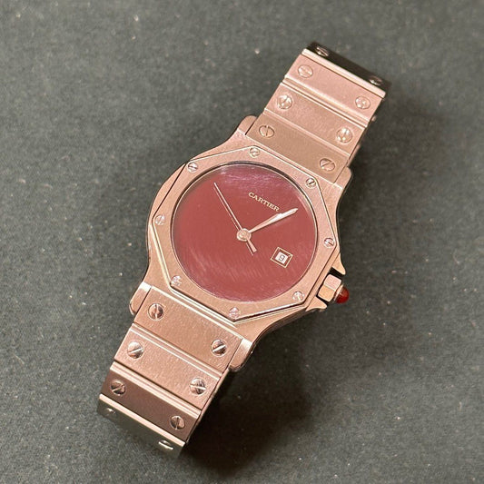 Cartier Santos Octagon Burgundy Dial Ref 2965