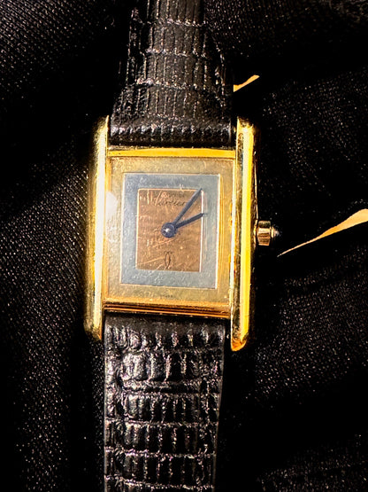 Cartier Tank Mus De Cartier Rare Trinity Dial 24mm Quartz 925 Silver