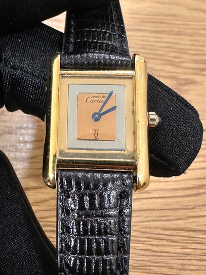 Cartier Tank Mus De Cartier Rare Trinity Dial 24mm Quartz 925 Silver