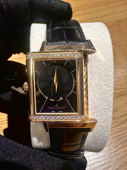 Jaeger-LeCoultre JLC Reverso Duetto Duo 18K Rose Gold Ref: Q2692424 Silver & Black Dial Dual Time Zone