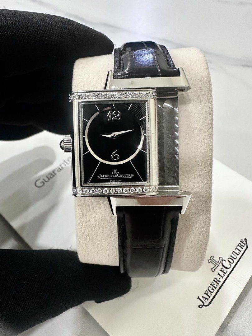 Jaeger-LeCoultre JLC Reverso Ref: 256.8.75 Silver & Black Dial 24mm ŵ Papers