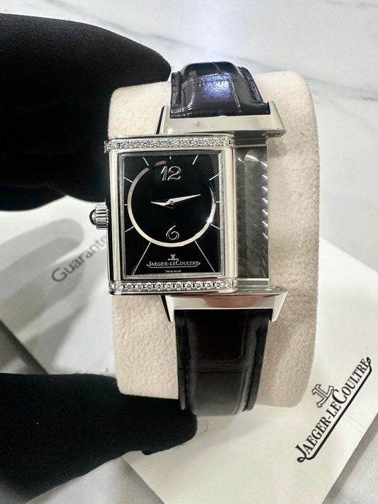 Jaeger-LeCoultre JLC Reverso Ref: 256.8.75 Silver & Black Dial 24mm ŵ Papers