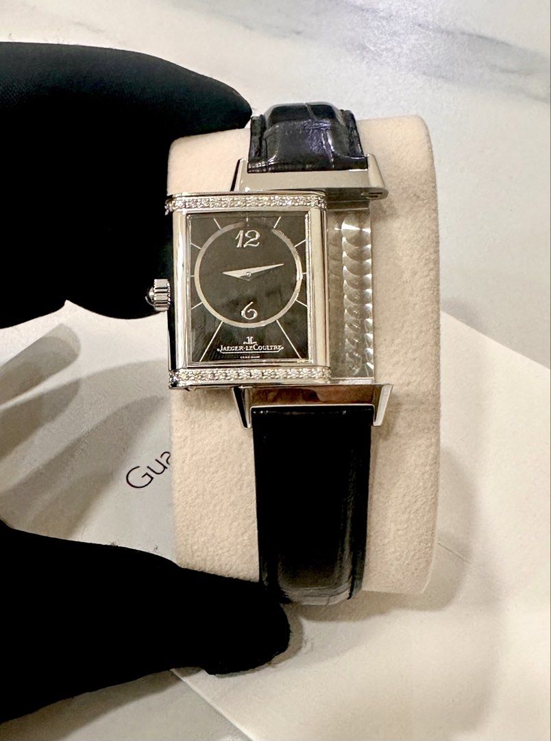 Jaeger-LeCoultre JLC Reverso Ref: 256.8.75 Silver & Black Dial 24mm ŵ Papers