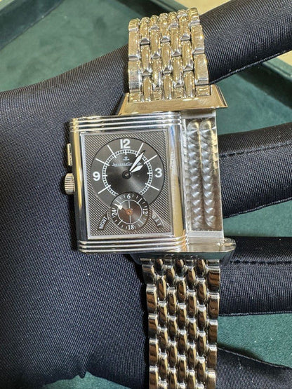 Jaeger-LeCoultre Reverso Ref: 272.8.54/Q2718410 26mm Silver & Black Dial Stainless Steel Bracelet