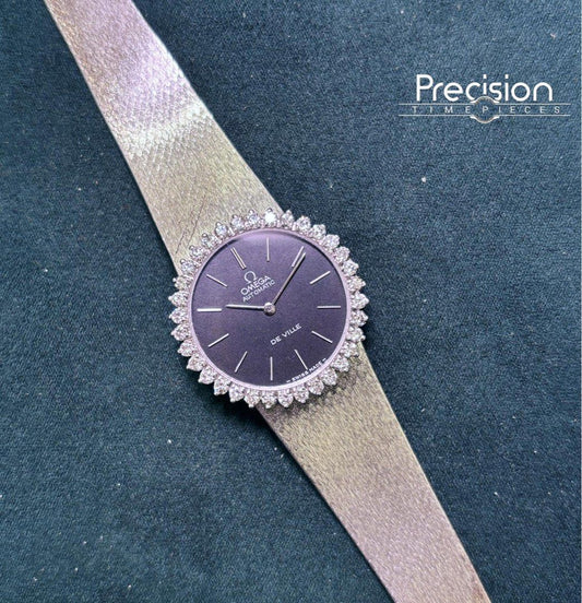 Omega De Ville Diamond Bezel 18K White Gold