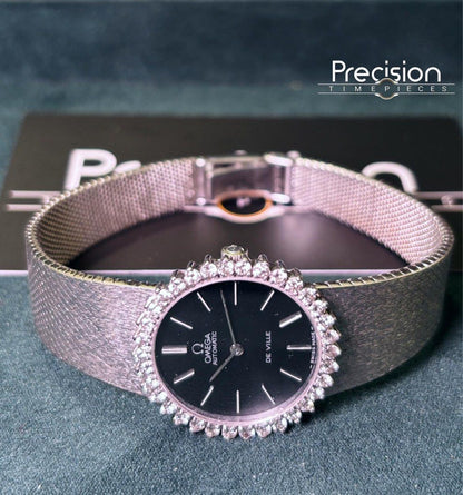 Omega De Ville Diamond Bezel 18K White Gold