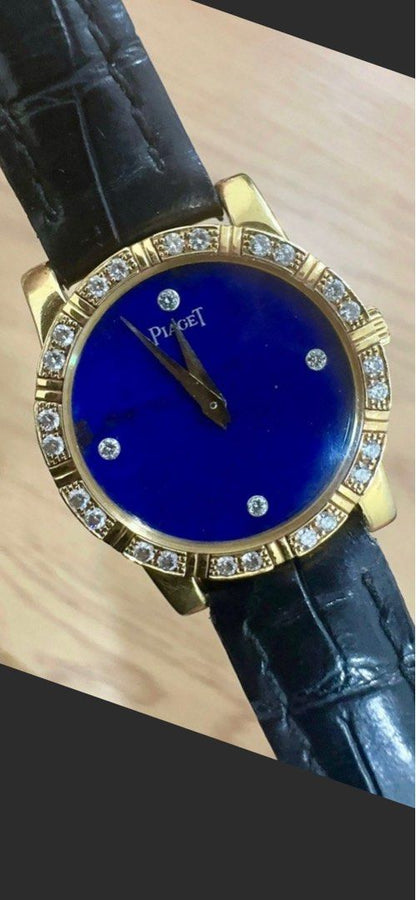 Piaget Dancer 80464 25mm Quartz Lapis Dial with Factory Set Diamond Bezel
