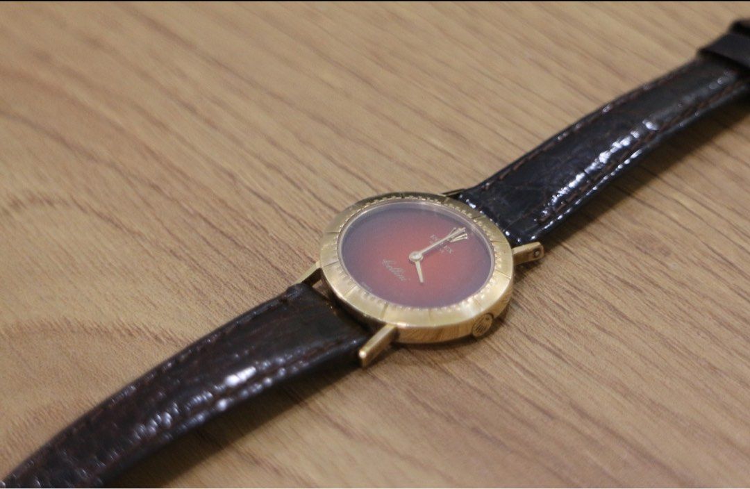 Rolex Cellini Ref: 4081 Red Vignette Dial ŵ Papers Manual Wind 18K Yellow Gold