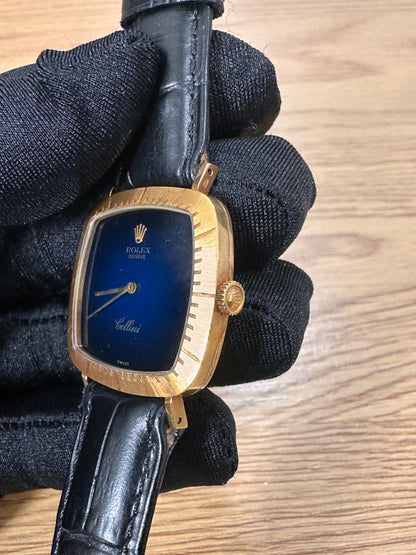 Rolex Cellini Ref: 4048 18K Yellow Gold 30mm Manual Wind Blue Vignette Dial
